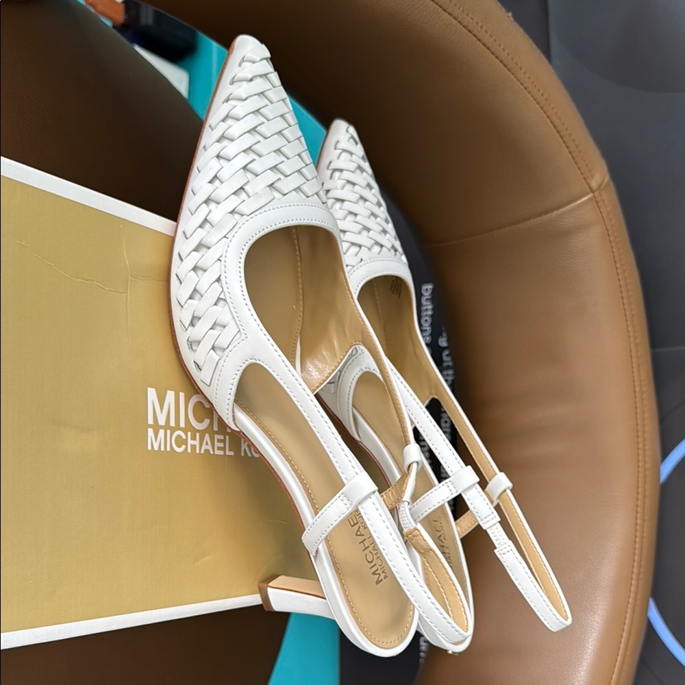 Michael Kors alora mid sling white pumps - Picture 3 of 5